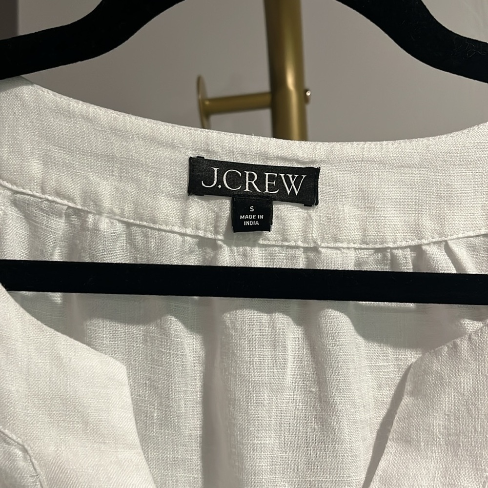 J. Crew ivory Relaxed linen Blouse b-neck with Short Sleeves - small - Picture 4 of 10
